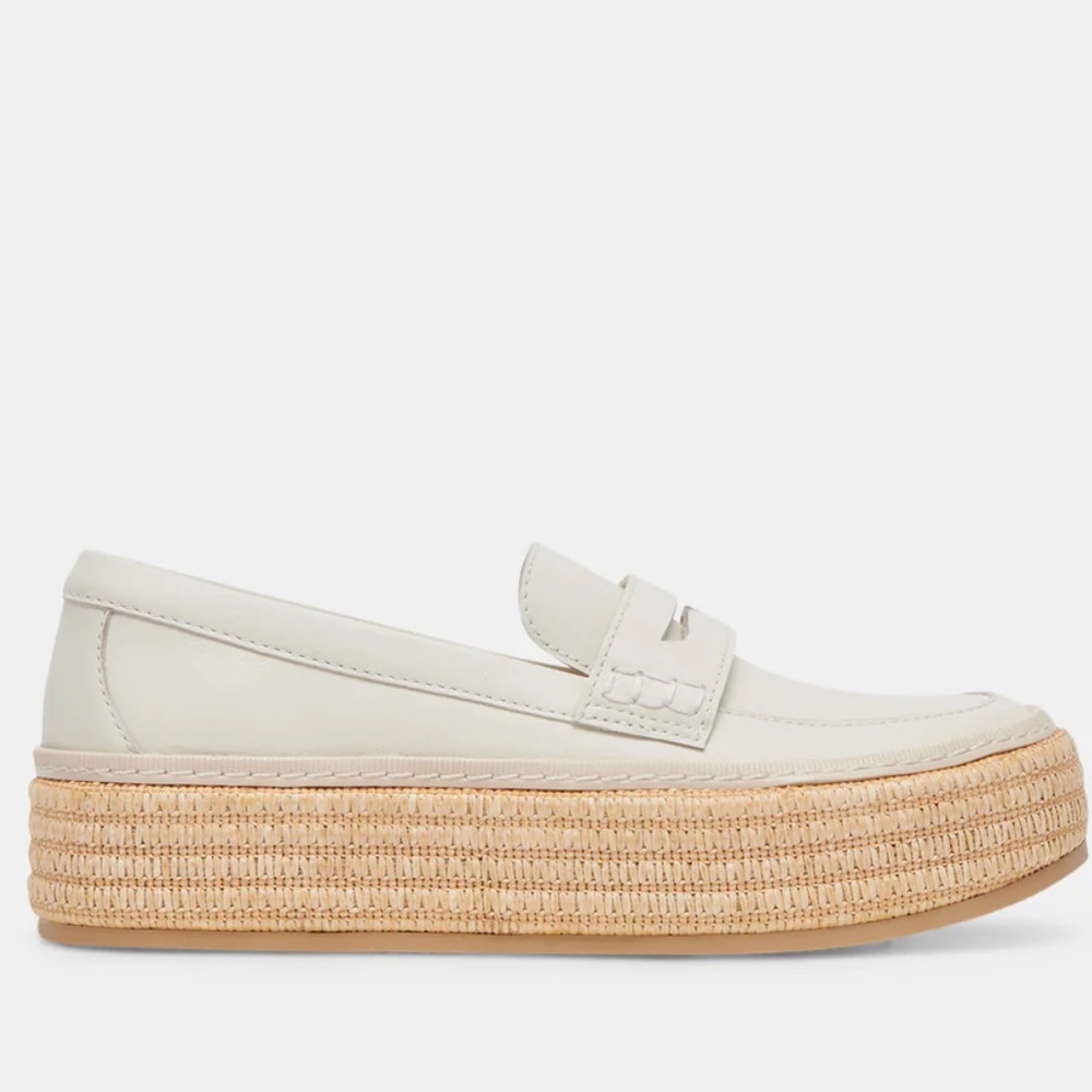 Dolce Vita Size 10 WOMENS RANNA LOAFERS IVORY LEATHER
